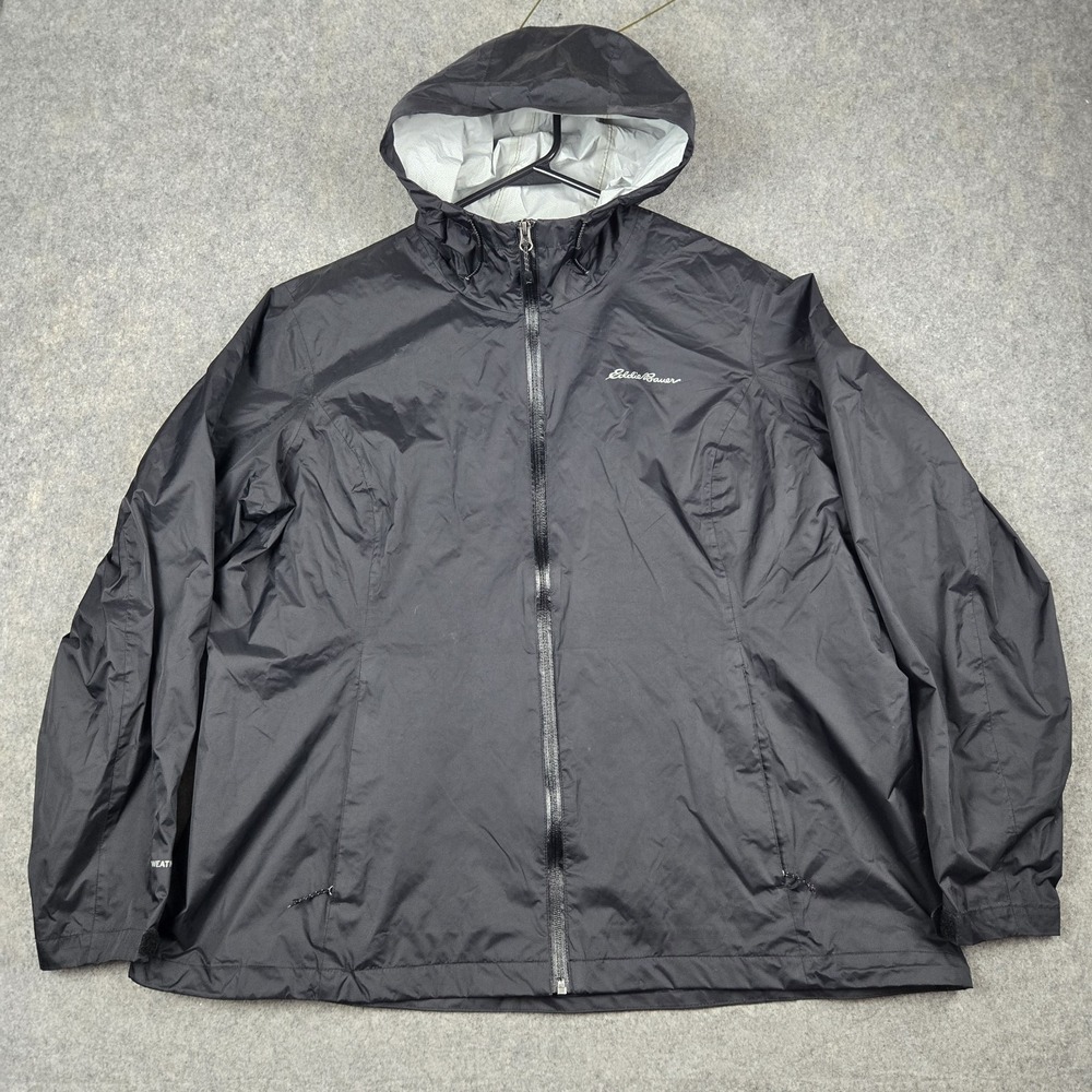 Eddie Bauer Jacket Womens 2XL Black Weatheredge Raincoat Lightweight Hiking